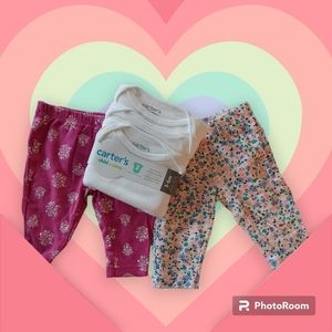 Lot of two Carter's 3 mo. Girls Leggings and NWT Carter's Child of Mine Pk. of …